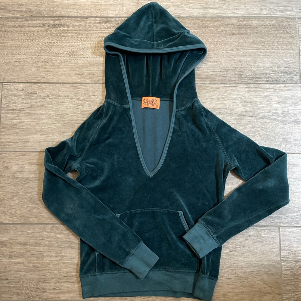 Juicy Couture Velour Hooded Sweatshirt - Teal